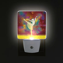 Load image into Gallery viewer, Naanle Set of 2 Ballet Dancer Silhouette Colorful Galaxy Star Auto Sensor LED Dusk to Dawn Night Light Plug in Indoor for Adults
