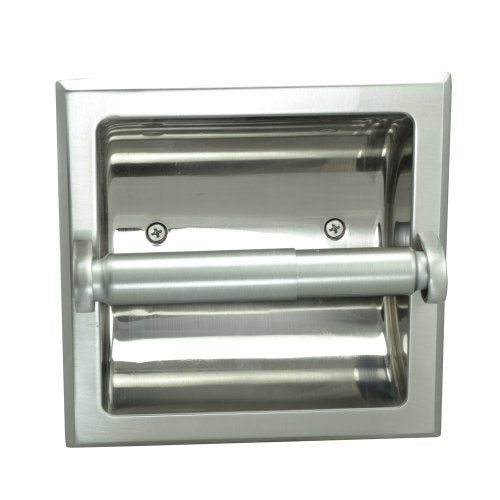 Designers Impressions Satin Nickel Recessed Toilet/Tissue Paper Holder All Metal Contruction - Mounting Bracket Included