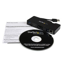 Load image into Gallery viewer, StarTech.com USB 3.0 to HDMI or VGA Adapter Dock - USB 3.0 Mini Docking Station w/ USB, GbE Ports - Portable Universal Laptop Travel Hub (USB3SMDOCKHV) , Black
