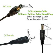 Load image into Gallery viewer, DZYDZR 1 Meter 2.1mm x 5.5mm DC 12V Adapter Cable DC Plug Extension Cable + 2pcs 2 Way Splitter Cable Male to Female Black, for LED, CCTV, Car, Monitors
