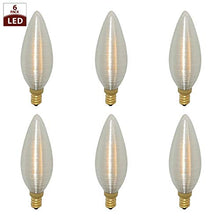 Load image into Gallery viewer, Royal Designs, Inc. Silk Wrapped Torpedo Shaped LED Light Bulbs, E12 Candelabra Brass Base, 130V, 40 Watts (4W LED), Set of 6
