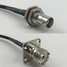 Load image into Gallery viewer, 12 inch RG188 BNC FEMALE BIG BULKHEAD to UHF Female Flange Pigtail Jumper RF coaxial cable 50ohm Quick USA Shipping
