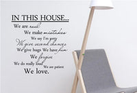#3 In this house... we are real we make mistakes we say i'm sorry we give second chances we give hugs we have fun we forgive we do really loud we are patient we love. Decal Matte Black Decor Decal Ski