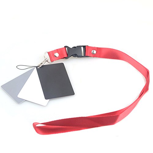 Andoer 3 in 1 Pocket-Size Digital White Black Grey Balance Cards 18% Gray Card with Neck Strap for Digital Photography