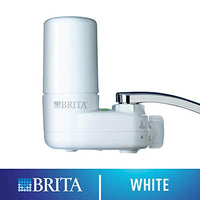 Brita Tap Water Filter System, Water Faucet Filtration System with Filter Change Reminder, Reduces Lead, BPA Free, Fits Standard Faucets Only - Basic, White