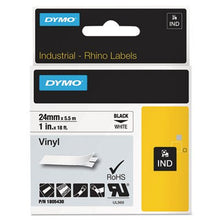 Load image into Gallery viewer, Rhino Permanent Vinyl Industrial Label Tape, 1&quot; x 18 ft, White/Black Print
