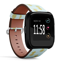 Load image into Gallery viewer, Replacement Leather Strap Printing Wristbands Compatible with Fitbit Versa - Summer Gold Pineapple on Striped Background
