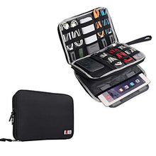 Load image into Gallery viewer, BUBM Double Layer Electronics Organizer/Travel Gadget Bag For Cables,Memory Cards,Flash Hard Drive and More,Fit For iPad Or Tablet(Up To 9.7&quot;)--Large, Black

