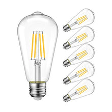 Load image into Gallery viewer, LVWIT ST21 LED Filament Bulb 7W(60 Watt Equivalent) Dimmable 2700K Warm White Vintage Edison Light Bulb E26 Medium Base (6-Pack)
