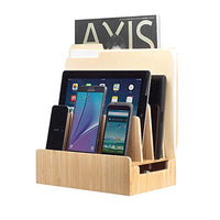 MobileVision Bamboo Charging Station & Multi Device Organizer Slim Version for Smartphones, Tablets, and Laptops
