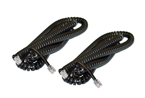 iMBAPrice (2 Pack) Black Telephone Headset Cable - 15 Feet Heavy Duty Coiled Telephone Handset Cord