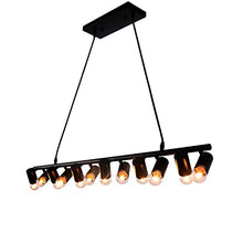 Load image into Gallery viewer, Unitary Brand Modern Black Metal Linear Dining Room Island Light with 12 E26 Bulb Sockets 480W Painted Finish
