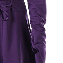 Load image into Gallery viewer, Kimloog Women Long Sleeve Lace-Up Hooded High Low Hem Maxi Dress Cloak Purple
