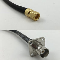 12 inch RG188 SMC FEMALE to BNC Flange Female Pigtail Jumper RF coaxial cable 50ohm Quick USA Shipping