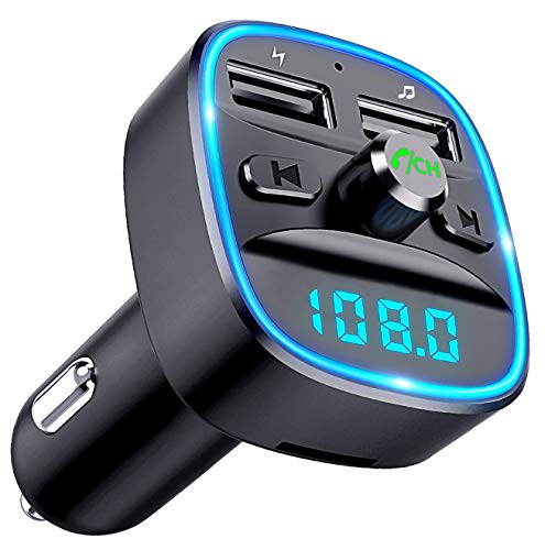 [Upgraded] COMSOON Bluetooth FM Transmitter for Car, Bluetooth Car Adapter MP3 Player FM Transmitter, Hands-Free Calling, Dual USB Ports (5V/2.4A & 1A), LED Screen, Support SD/TF Card USB Flash Drive