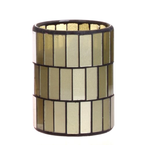 Tiled Pattern Glass Flameless Pillar Led Wax Candle Light with Timer