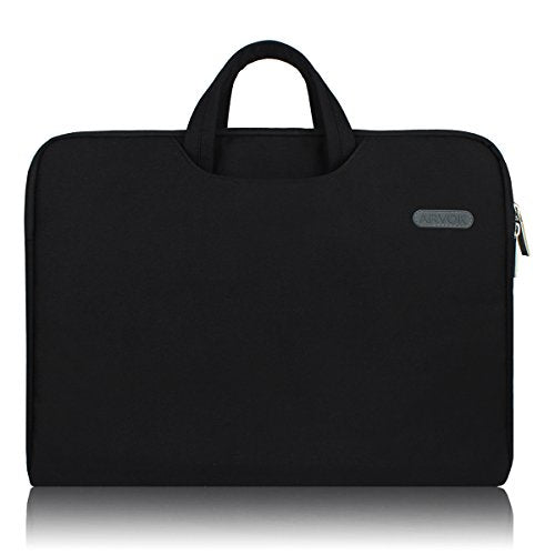 Arvok 17 17.3 Inch Water-resistant Canvas Fabric Laptop Sleeve With Handle Zipper Pocket/Notebook Computer Case/Ultrabook Tablet Briefcase Carrying Bag For Acer/Asus/Dell/Lenovo/HP/Samsung/Sony, Black