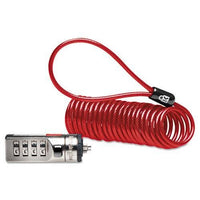 KMW 64671 Portable Combination Laptop Lock, 6ft Steel Cable, Red