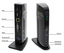 Load image into Gallery viewer, Plugable USB 3.0 Universal Laptop Docking Station for Windows (Dual Video HDMI &amp; DVI/VGA, Gigabit Ethernet, Audio, 6 USB Ports) (Renewed)
