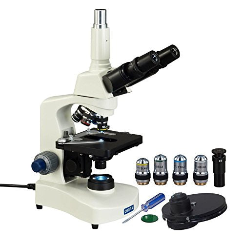 OMAX 40X-2000X Trinocular Phase Contrast Compound Microscope with Turret Phase Contrast Kit and Reversed Nosepiece