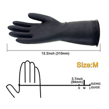 Load image into Gallery viewer, Chemical Resistant Gloves,Safety Work Cleaning Protective Heavy Duty Industrial Gloves,Natural Latex 12.2&quot; Length Black 1 Pair Size M (Medium)

