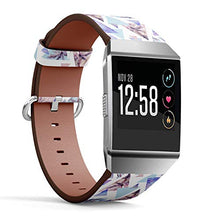 Load image into Gallery viewer, (Abstract Summer Geometric Pattern with Triangle with Palm Tree, Leaf and Marble Grunge Textures) Patterned Leather Wristband Strap for Fitbit Ionic,The Replacement of Fitbit Ionic smartwatch Bands
