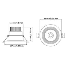 Load image into Gallery viewer, LightingWill LED Downlight 16W CRI80 Dimmable COB Directional Recessed Ceiling Light Cut-Out 4.5in (115mm) 60 Beam Angle 3000K-3500K Warm White 120W Halogen Bulbs Equivalent 1 Pack
