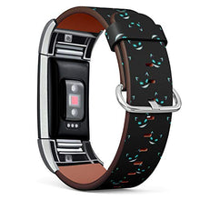 Load image into Gallery viewer, Replacement Leather Strap Printing Wristbands Compatible with Fitbit Charge 2 - Disappearing Cheshire Cat Faces on Black Background
