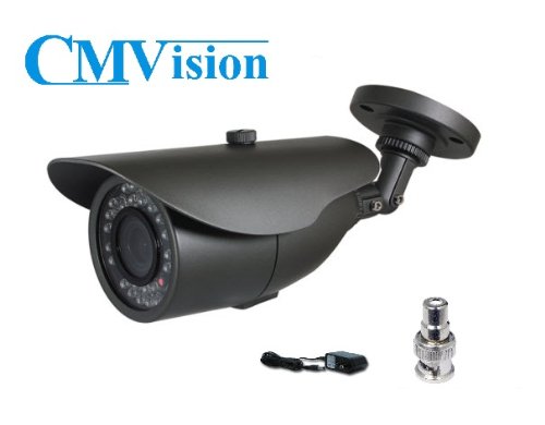 CMVision F9948A2812MM Resolution 520TV Waterproof Indoor/Outdoor IR Camera 2.8-12mm Lens with Free Mounting Bracket and 1A 12V DC Power Adaptor, RCA to BNC Connector
