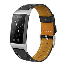 Load image into Gallery viewer, Shangpule Compatible for Fitbit Charge 4 / Fitbit Charge 3 / Fitbit Charge 3 SE bands, Genuine Leather Band Replacement Accessories Straps Women Men Small Large (Black)

