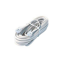 25' FT Phone Cord White Modular Line RJ-11 RJ11 4-Wire with Plug Connector Each End Flat Telephone Cord Cable 6P4C Phone Cord Cross-Wired for VoIP Cable Line Connector