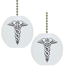 Load image into Gallery viewer, Set of 2 Caduceus Medical Symbol Solid Ceramic Fan Pulls
