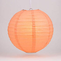 Quasimoon PaperLanternStore.com 14 Inch Peach Even Ribbing Round Paper Lantern (10 Pack)