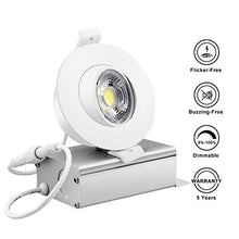 Load image into Gallery viewer, 4Pack 3 inch Dimmable Gimbal Recessed LED Downlight 8W (65W Equiv.) No Can Needed, IC Rated, ENERGY STAR 5000K Daylight White 750lm Adjustable LED Retrofit Lighting Fixture
