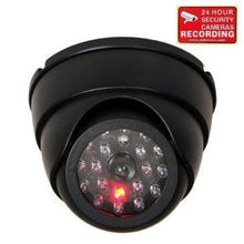 Load image into Gallery viewer, VideoSecu Dome Surveillance Security Dummy Imitation Camera Fake Security Camera Simulated Infrared IR LED Fake Camera with Blinking Light CCTV Surveillance, Security Warning Sticker AA3
