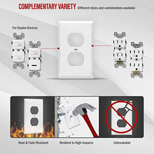 Load image into Gallery viewer, ENERLITES DuplexWall Plates Kit, Electrical Outlet Covers, Standard Size 1-Gang 4.50&quot; x 2.76&quot;, Unbreakable PolycarbonateThermoplastic, ElectricReceptaclePlug Covers, 8821-W-10PCS, White, 10 Pack
