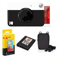 Kodak Printomatic Instant Camera Bundle (Black) Zink Paper (20 Sheets) - Case - Photo Album - Hanging Frames.