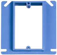 Carlon A413 Outlet Box Cover, Square, Raised, 1 Gang, 4-Inch, Blue