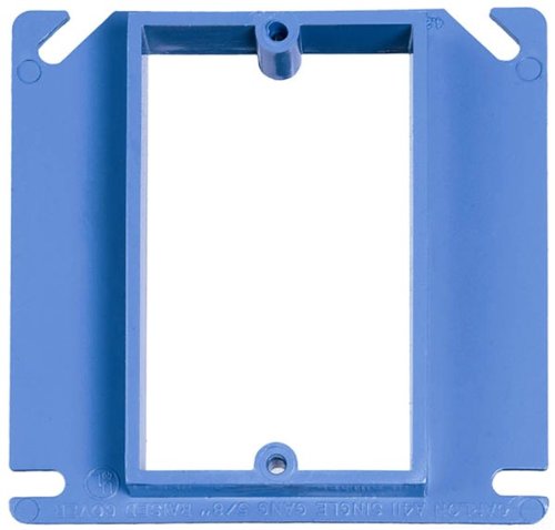 Carlon A413 Outlet Box Cover, Square, Raised, 1 Gang, 4-Inch, Blue