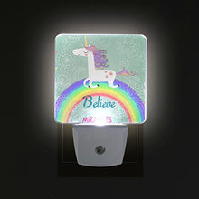 Load image into Gallery viewer, Naanle Set of 2 Unicorn Rainbow Floral Believe Auto Sensor LED Dusk to Dawn Night Light Plug in Indoor for Adults
