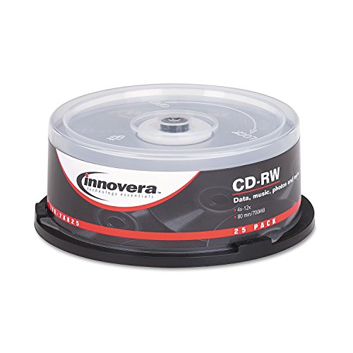 Innovera 78810 CD-RW 700MB/80min 12X Discs with Spindle, Silver, 25 per Pack