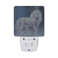 Load image into Gallery viewer, Naanle Set of 2 Fantasy White Unicorn Galaxy Forest Star Auto Sensor LED Dusk to Dawn Night Light Plug in Indoor for Adults
