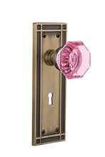 Load image into Gallery viewer, Nostalgic Warehouse 721761 Mission Plate with Keyhole Passage Waldorf Pink Door Knob in Antique Brass, 2.75
