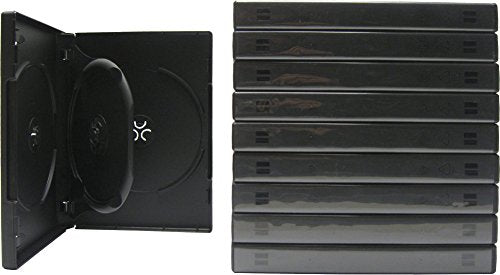 SquareDealOnline - DV3R22BKWT - 3 Disc DVD Case With Center Tray - 22mm Thick - Black - (10 Pack)
