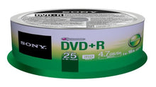 Load image into Gallery viewer, Sony 25DPR47SP 16x DVD+R 4.7GB Recordable DVD Media - 25 Pack Spindle
