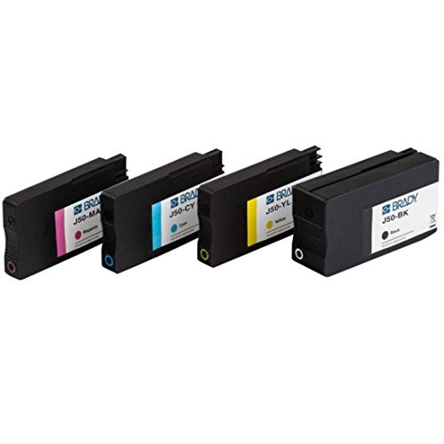 Brady J50-CMYK, Black/Cyan/Magenta/Yellow J50 Series Ink Cartridge, 1 Pack of 4 pcs