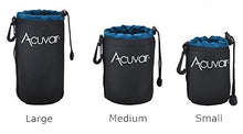 Load image into Gallery viewer, 3-Pack ACUVAR Soft Neoprene Lens Pouch for DSLR Lenses (Small, Medium and Large) f/Canon, Nikon, Pentax, Olympus, Sony, Panasonic, Nikkor w/Drawstring, Water Resistant
