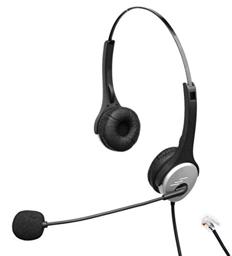 4Call K502CMA Binaural Call Center Telephone Headset RJ09 Headphone with Noise Canceling mic for Plantronics M12 MX10 Amplifiers and Cisco 7940 7970G unified IP Phones