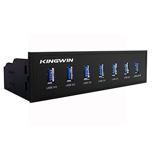 Kingwin Front Panel USB 3.0 Hub 7 Port Include One Fast Charging USB 2.1A Charging Port.  For PC, USB Flash Drives, Transfer Speed up to 5 Gbps, Fits any 5.25