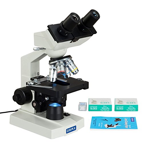 OMAX 40X-2500X Binocular Compound LED Microscope+Blank Slides & Covers+Lens Paper
